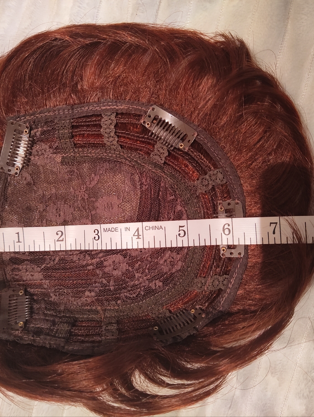 Reecho Large Base Short Synthetic Hair Topper Wiglet Reddish Ginger Brown - Picture 6 of 7